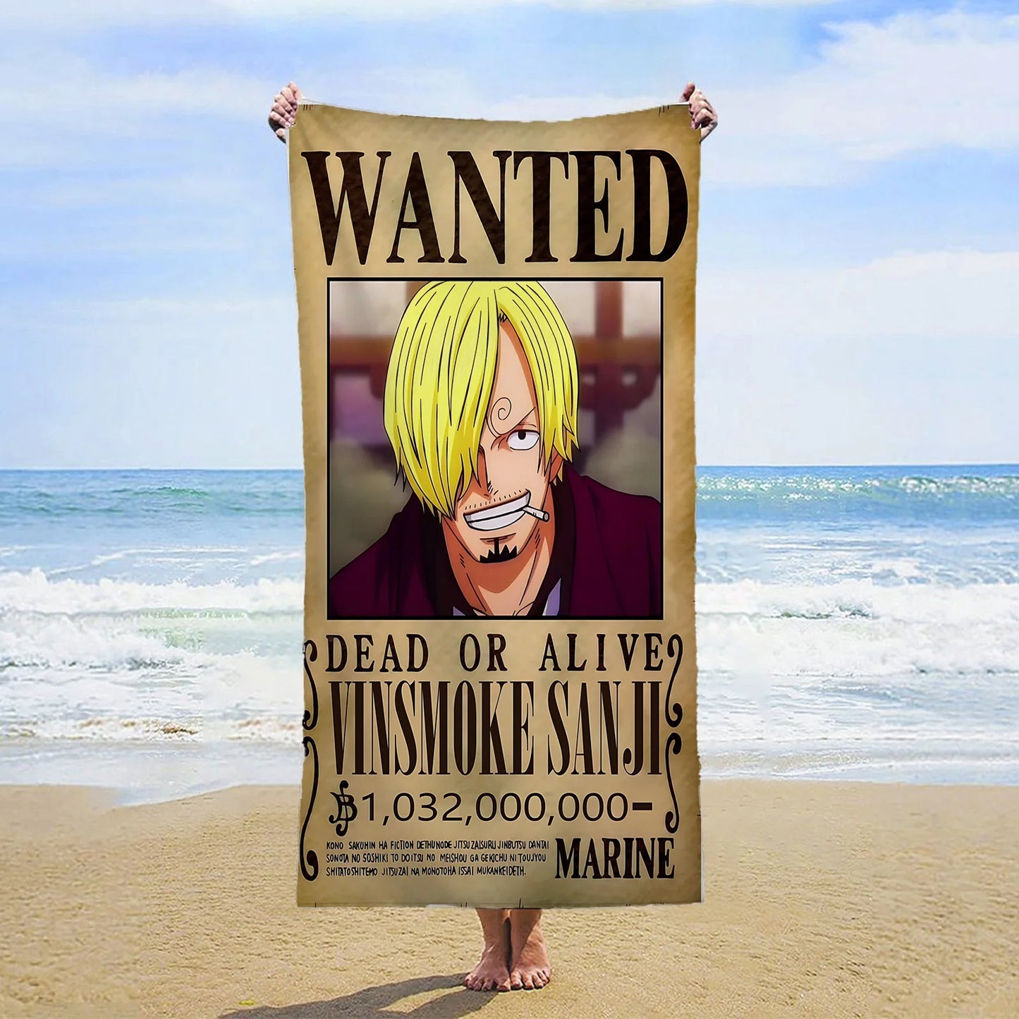 Serviette de Plage One Piece - Wanted Vinsmoke Sanji (Only Alive)