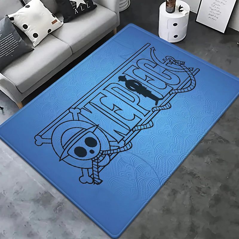 Tapis One Piece - Logo Skull Mugiwara (Design Bleu Azur)