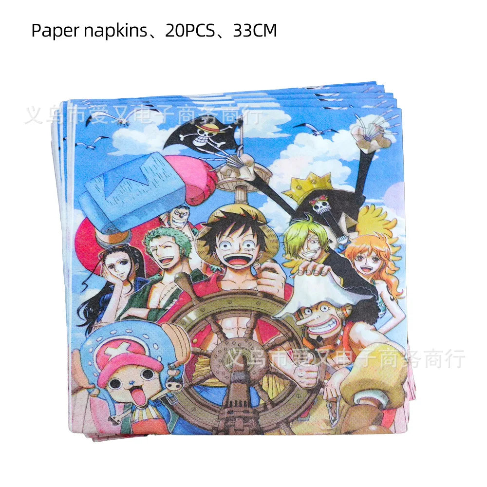 Servilletas de papel de One Piece - Paquete de 20 (diseño de la tripulación del Sombrero de Paja)