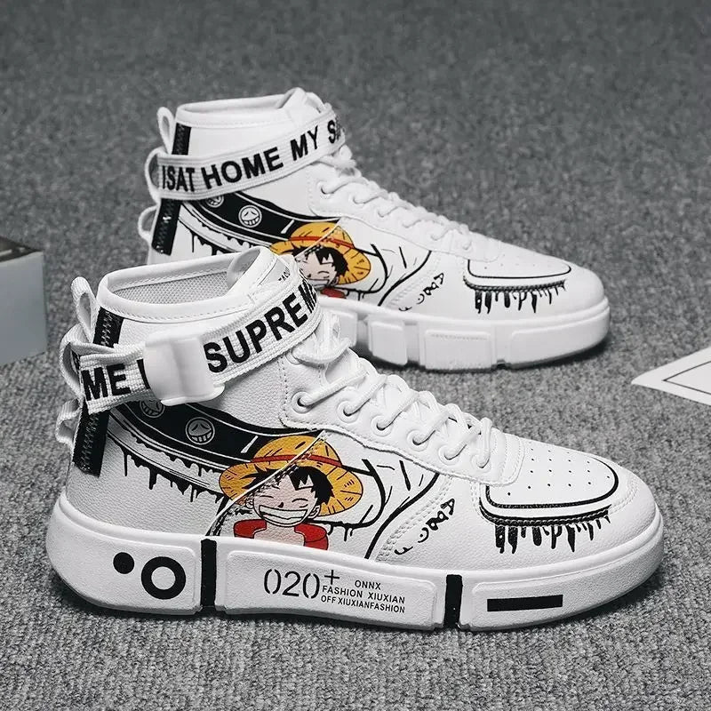 Baskets One Piece - Streetwear Blanc Luffy