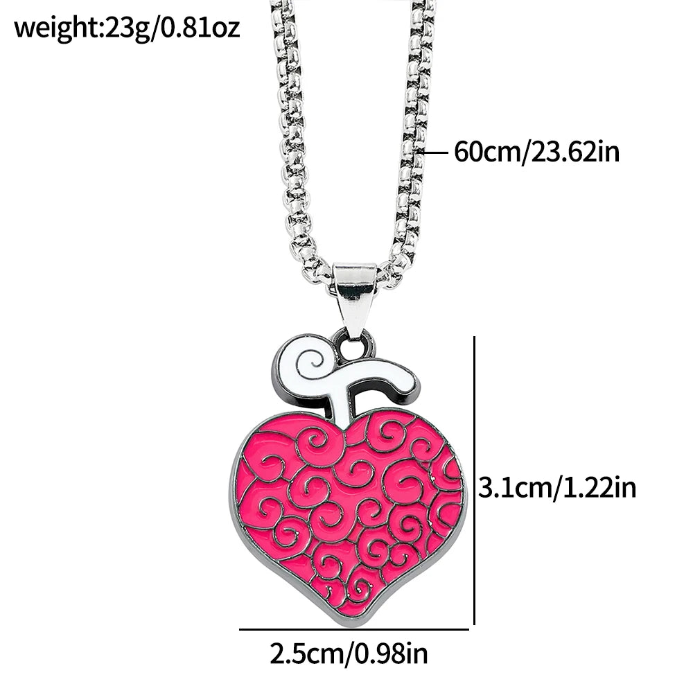 Collar de One Piece – Colgante de corazón de Trafalgar Law, metal