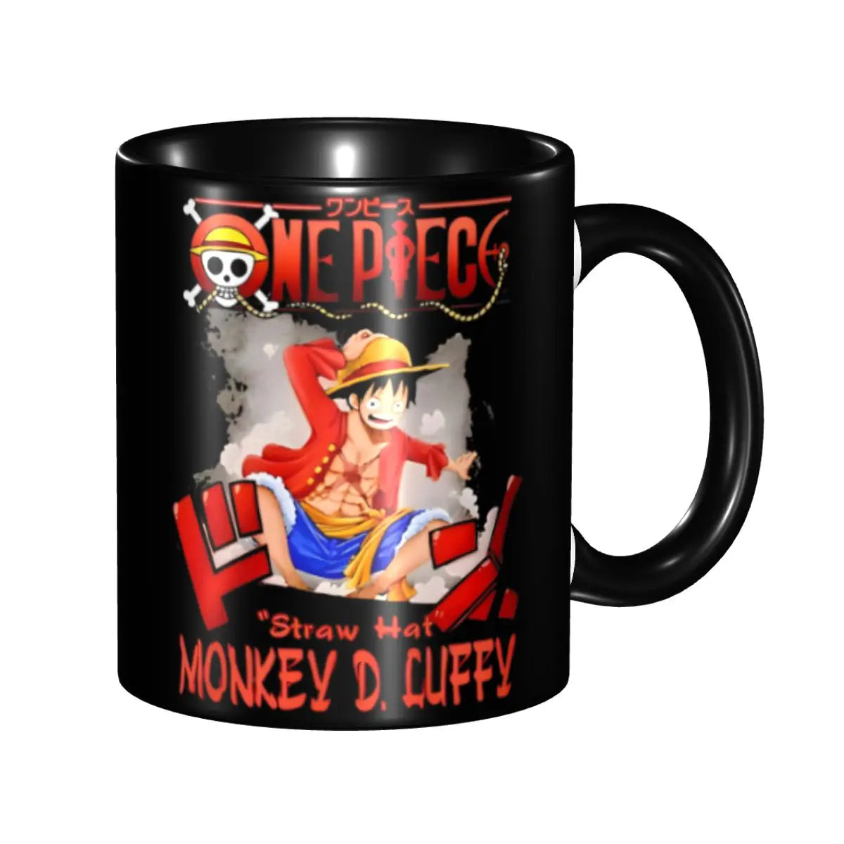 Mug One Piece - Luffy Design Minimaliste & Couvercle Bois