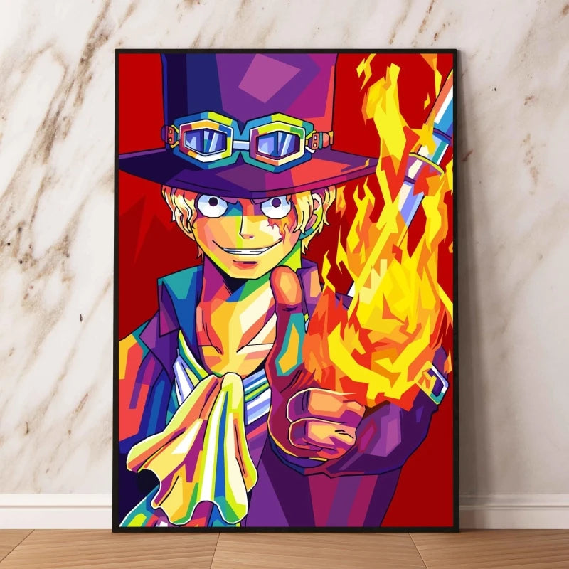 Tableau One Piece Pop Art - Portgas D. Ace (Poing de Feu)