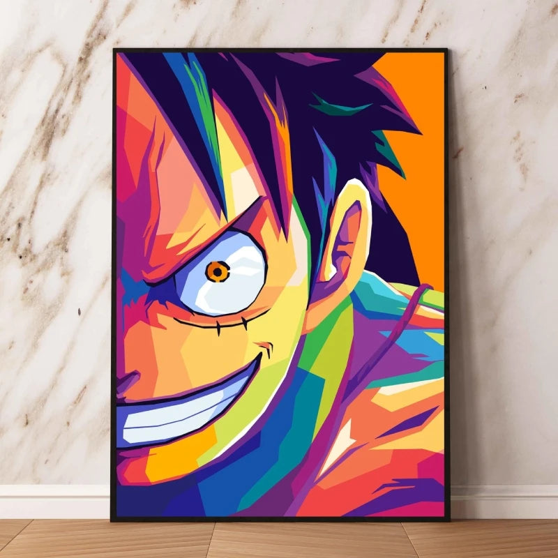 Pintura Pop Art de One Piece: Monkey D. Luffy con mirada decidida