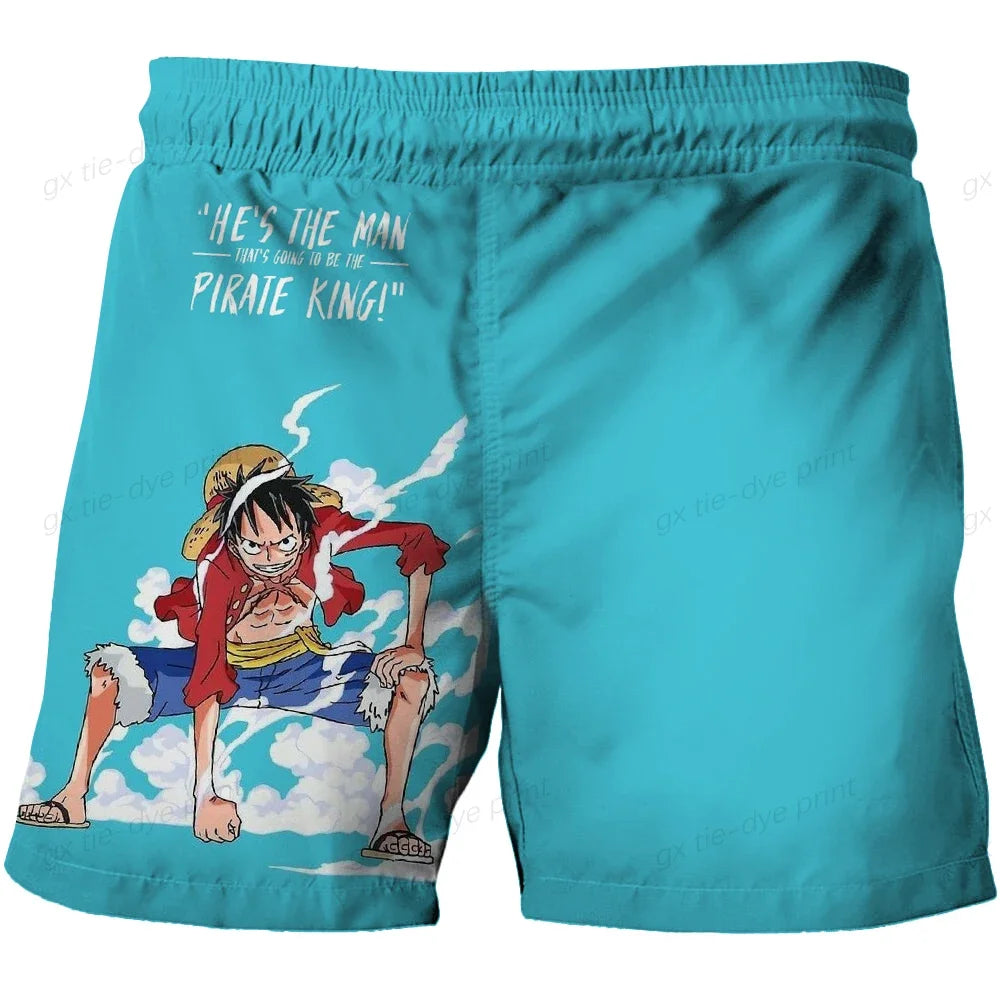Bañador de una pieza - Estampado azul celeste con Luffy y Chopper
