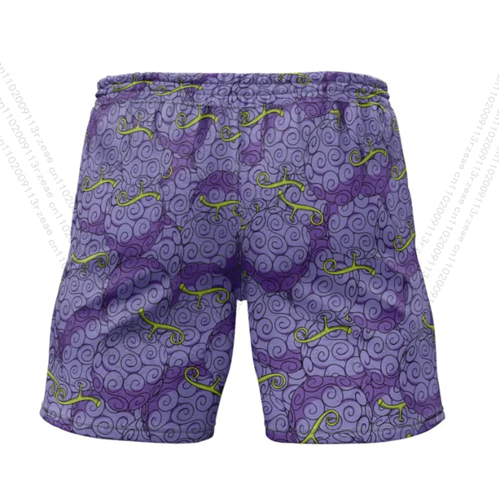 Costume da bagno intero - Pantaloncini da bagno con stampa frutto del diavolo (viola)