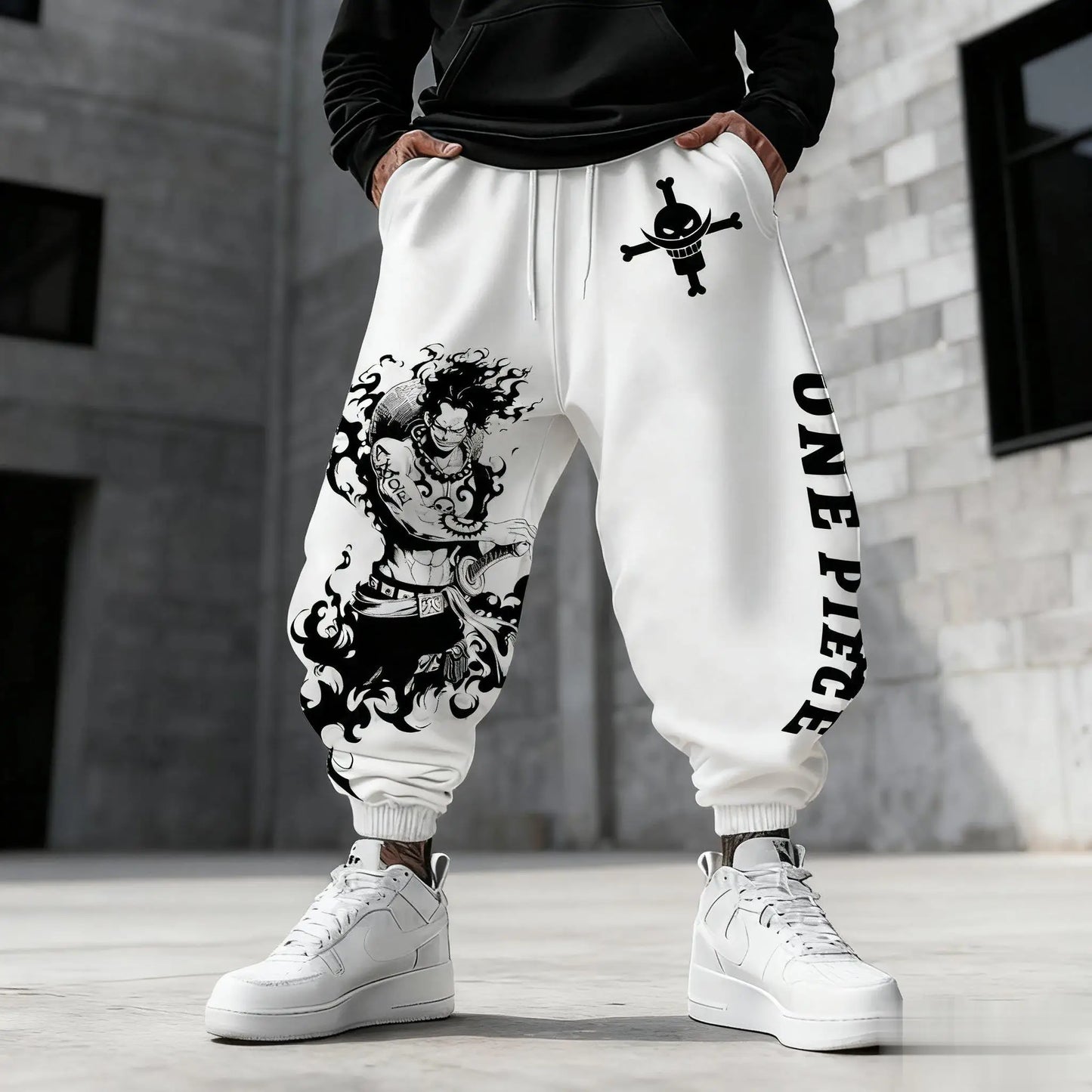 Pantaloni da jogging interi - Silhouette di Ace e Sabo (disegno bianco)
