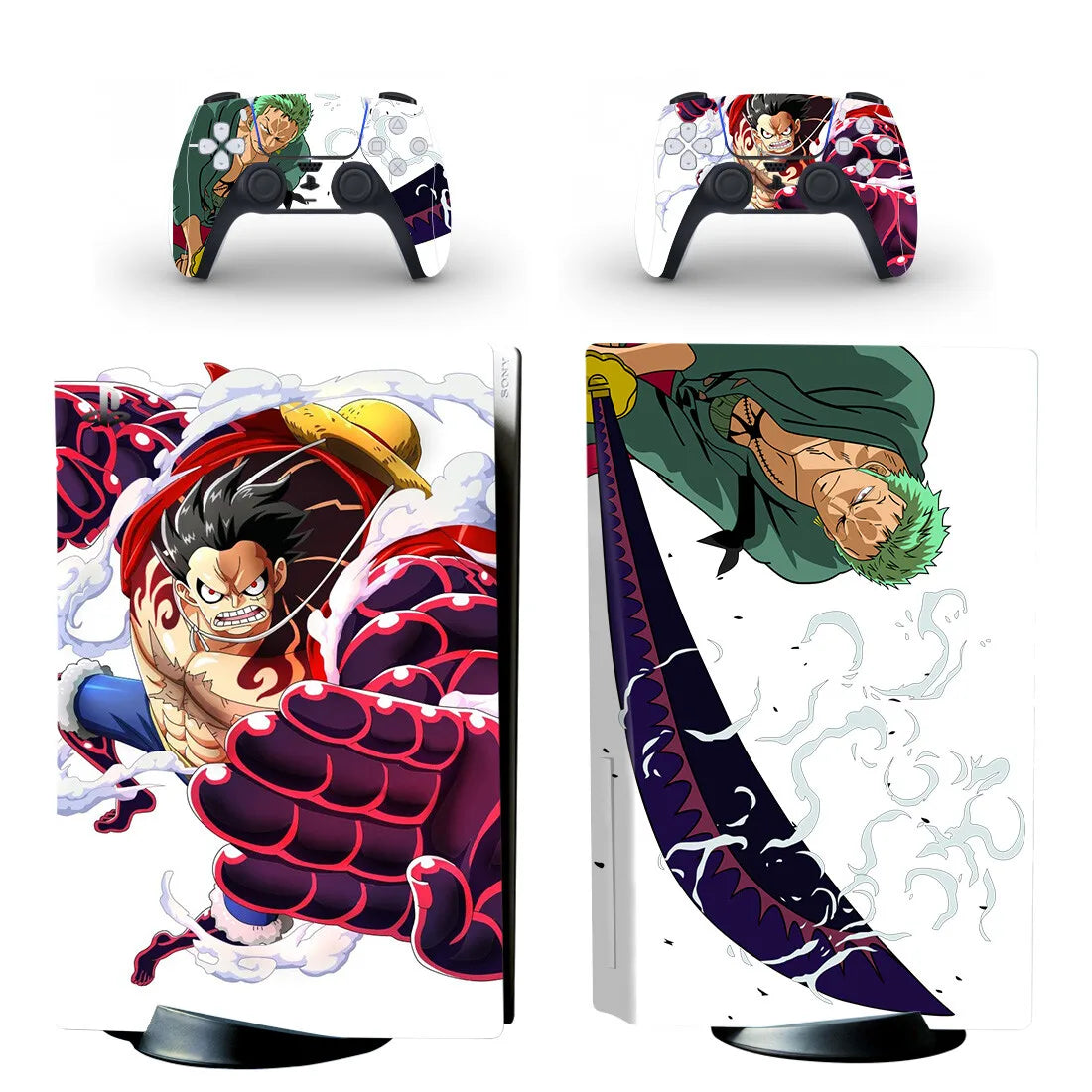 Pegatinas de One Piece para PS5: Sables estilo caligrafía de Roronoa Zoro