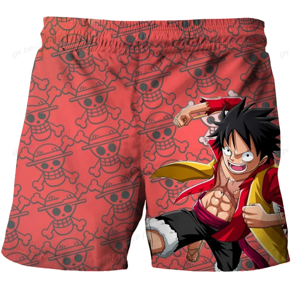 Bañador de una pieza con estampado de flor de cerezo y Luffy (rojo)