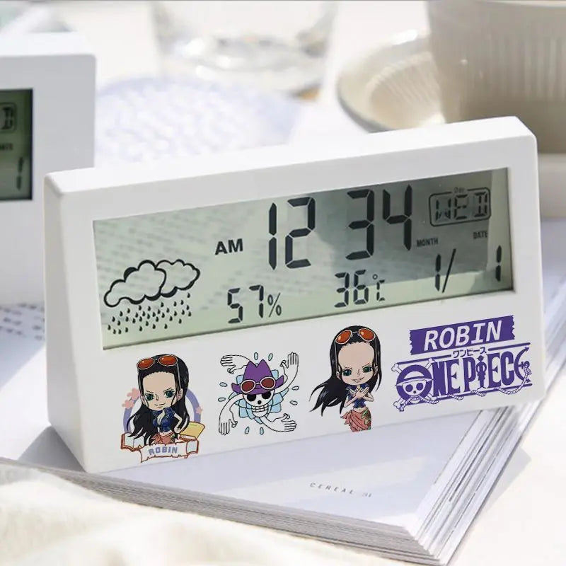 Reloj despertador digital de One Piece: Robin, Chopper y Brook (blanco)