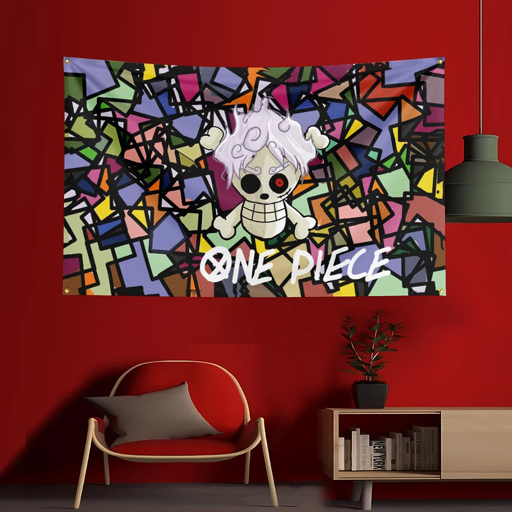 Poster di One Piece - Teschio e fiori di Jolly Roger (colorato)