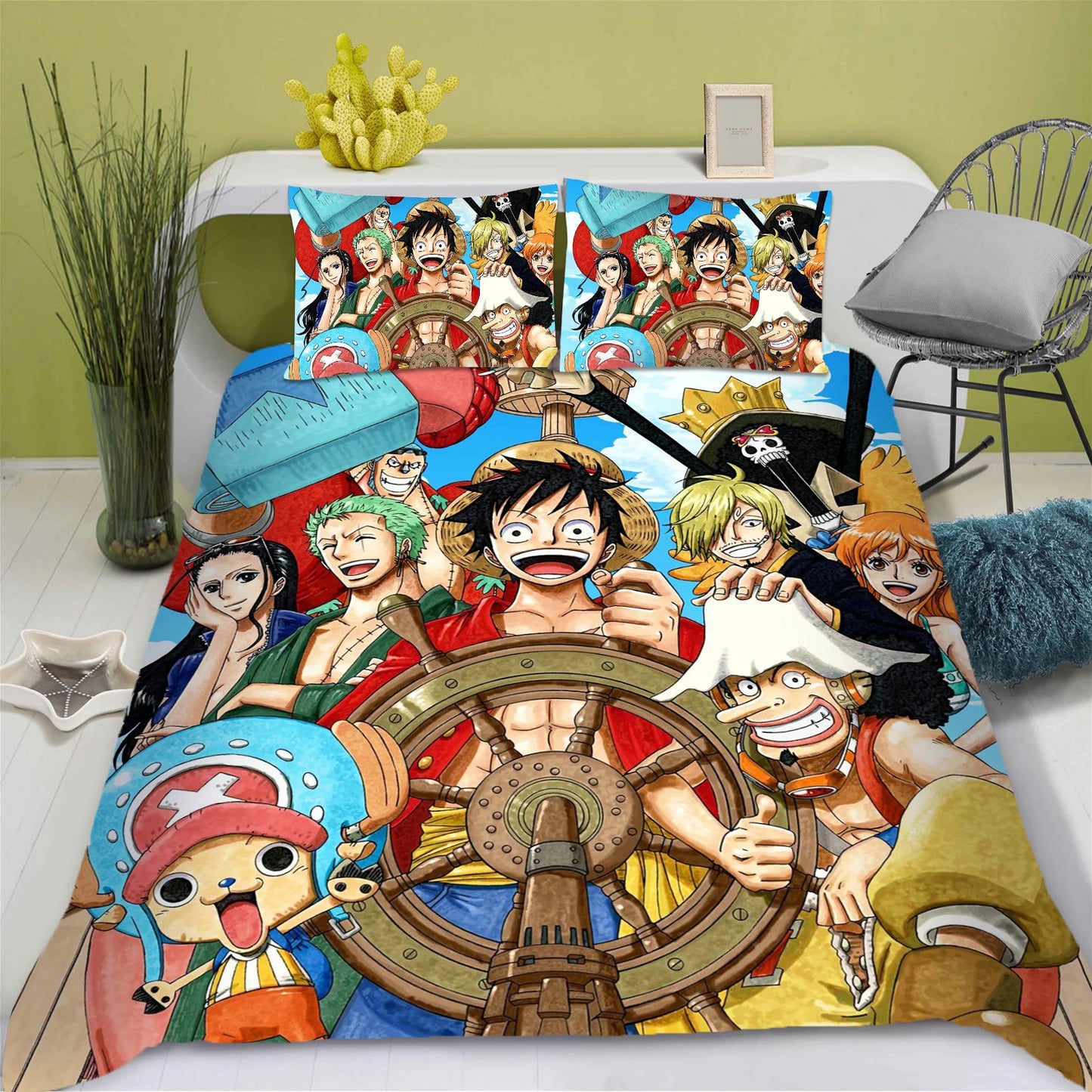 Parure de Lit One Piece - L'Équipage du Chapeau de Paille (Coloré)