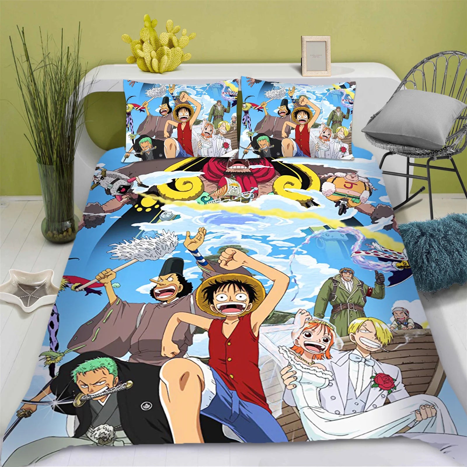 Parure de lit One Piece housse de couette équipage Wano chambre fan