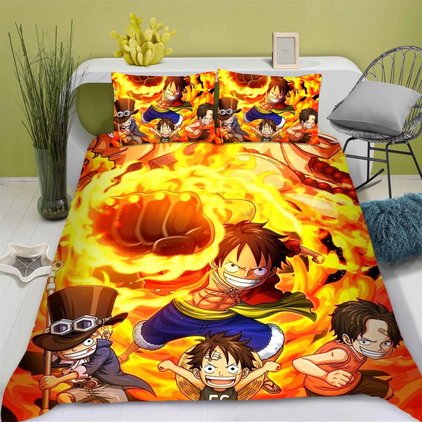Parure de Lit One Piece - Luffy & Ace (Frères de Feu)