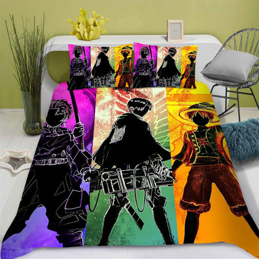 Completo letto in un unico pezzo - Ritratti di silhouette dell'equipaggio (colorati)