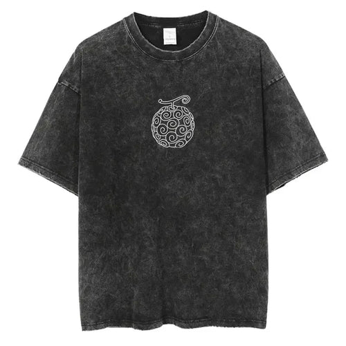 Camiseta vintage de One Piece - Logotipo de la fruta del diablo Mera Mera no Mi (gris)