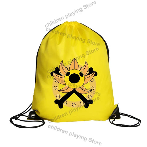 Borsa con coulisse One Piece – Emblema dei pirati di Cappello di Paglia, teschio giallo