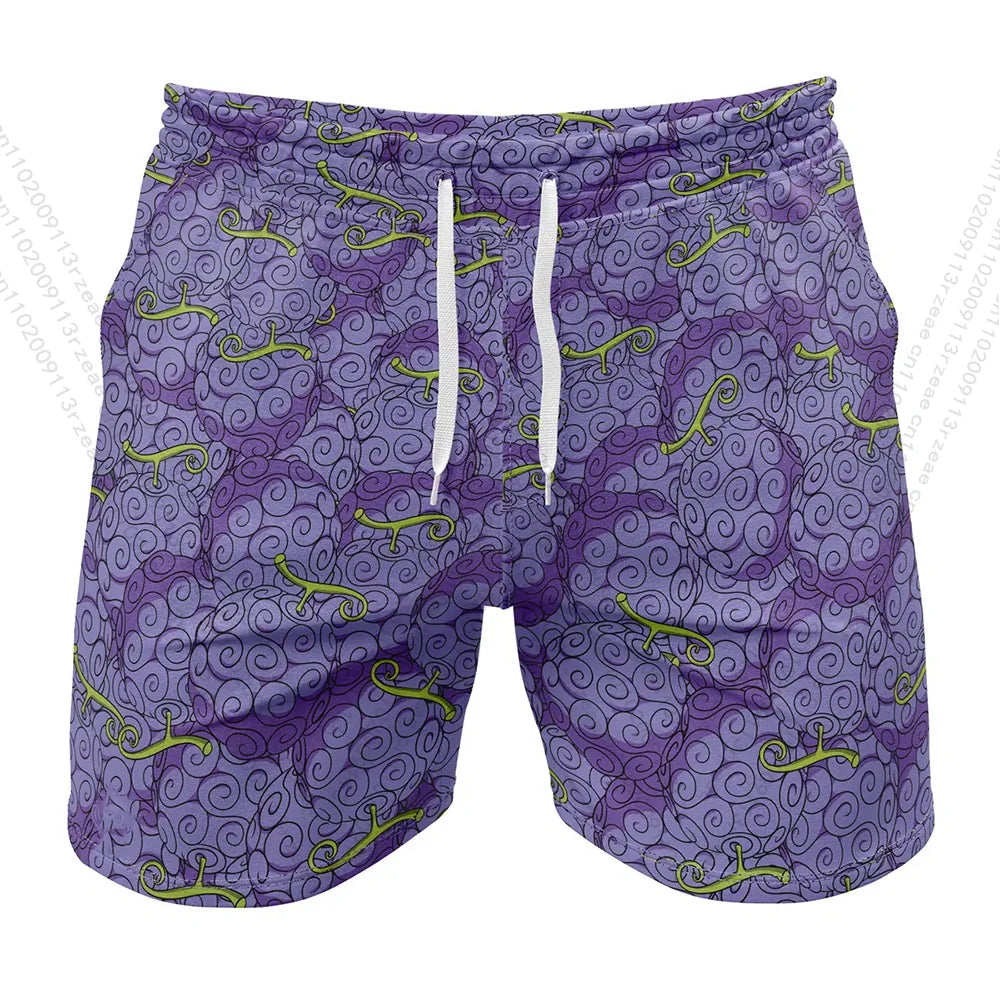 Costume da bagno intero - Pantaloncini da bagno con stampa frutto del diavolo (viola)