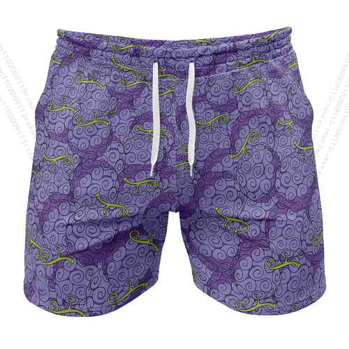 Costume da bagno intero - Pantaloncini da bagno con stampa frutto del diavolo (viola)