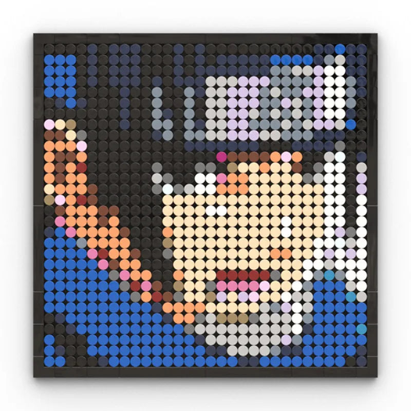One Piece Pixel Art Mosaic Painting - Ritratto di Roronoa Zoro (mattoni)