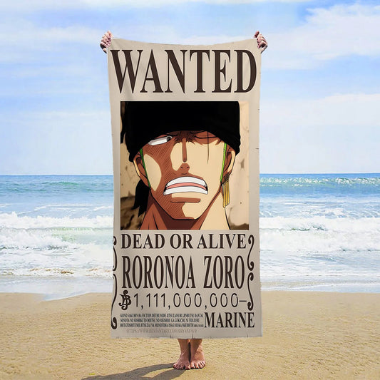 Serviette de Plage One Piece - Wanted Roronoa Zoro (Portrait)