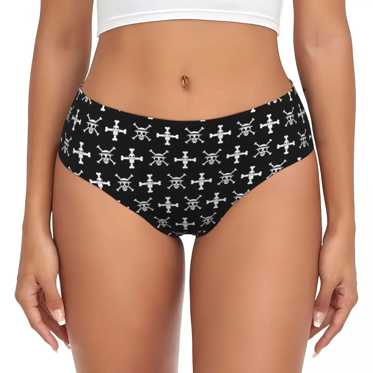 Culotte One Piece - Motif Répété Symboles Pirates (Noir & Blanc)