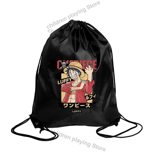 Bolsa con cordón de One Piece – Monkey D. Luffy Manga Negro y Rojo