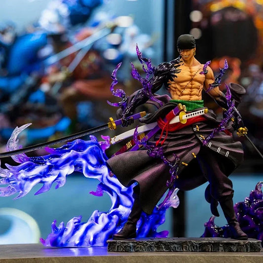 Figurine One Piece - Roronoa Zoro Triple Sabres (Effets de Flammes Bleues)