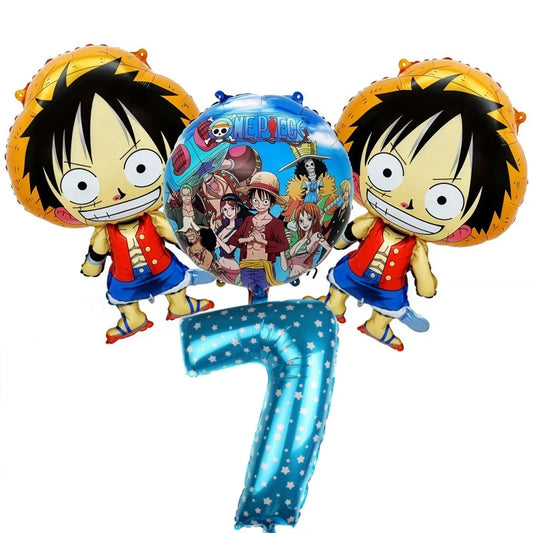 Kit de globos de One Piece - Decoración para el séptimo cumpleaños (Luffy y número azul)