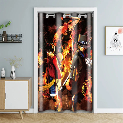 Rideau de Porte One Piece - Portgas D. Ace "Poing de Feu" (Design Vertical)