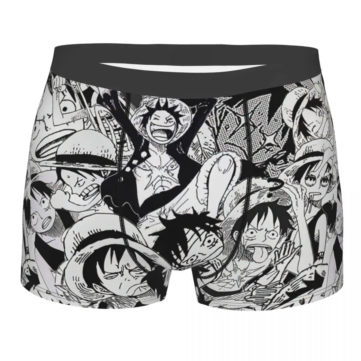Caleçon Boxeur One Piece - Collage Manga Action Noir & Blanc