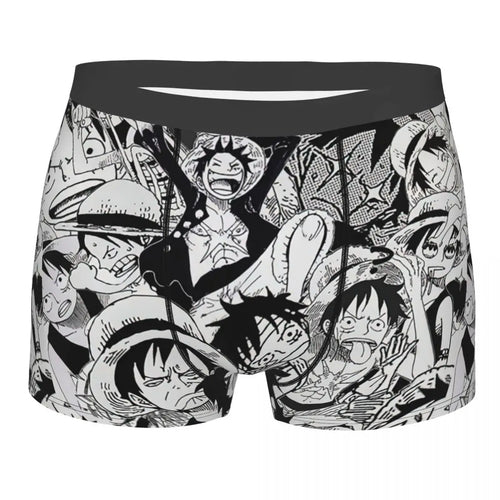 Caleçon Boxeur One Piece - Collage Manga Action Noir & Blanc