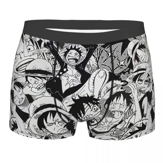 Caleçon Boxeur One Piece - Collage Manga Action Noir & Blanc