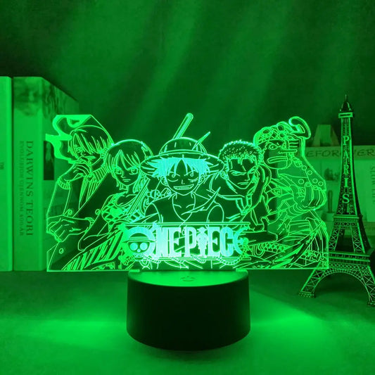 Lampe Veilleuse LED One Piece - Logo Équipage Heart Pirates (Bleu)