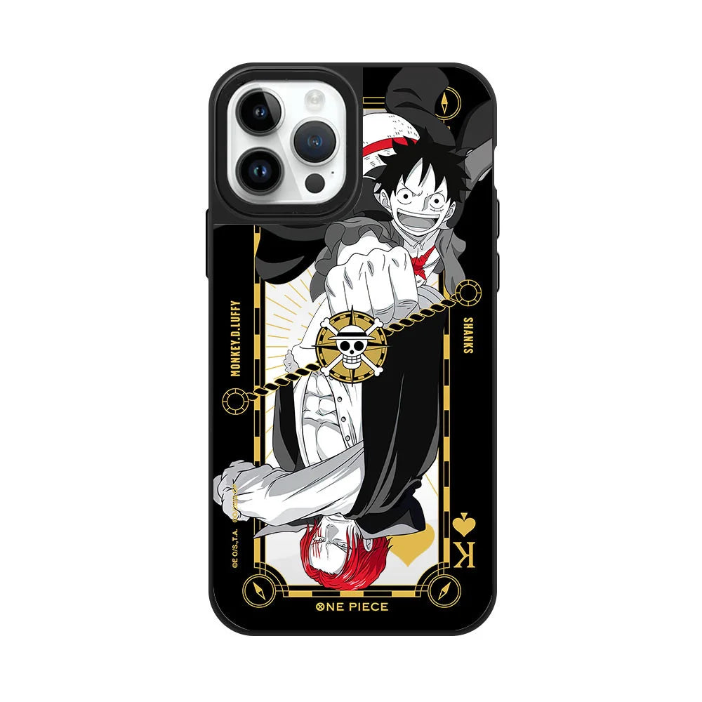 Custodia per iPhone One Piece – Illustrazione dorata di Monkey D. Luffy