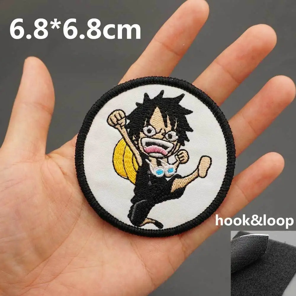 Écusson One Piece - Monkey D. Luffy Combat (Cercle Noir)