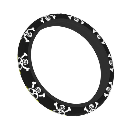 Couvre-Volant Voiture One Piece – Crânes Pirates Noir Graphique