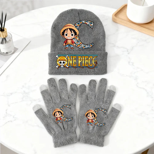 Ensemble Bonnet et Gants One Piece – Luffy Hiver Gris