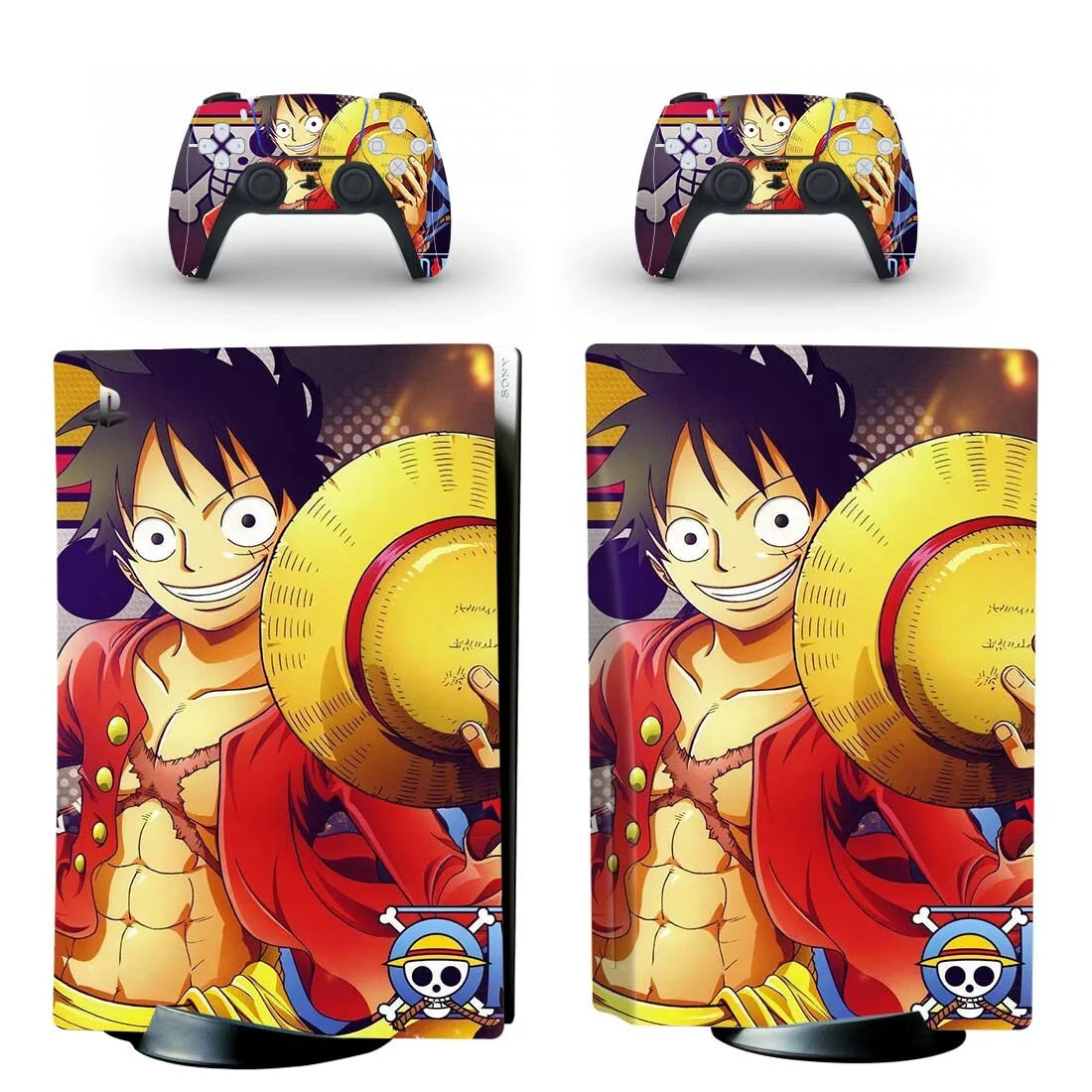 Pegatinas de One Piece para PS5: Pose icónica de Luffy con Sombrero de Paja