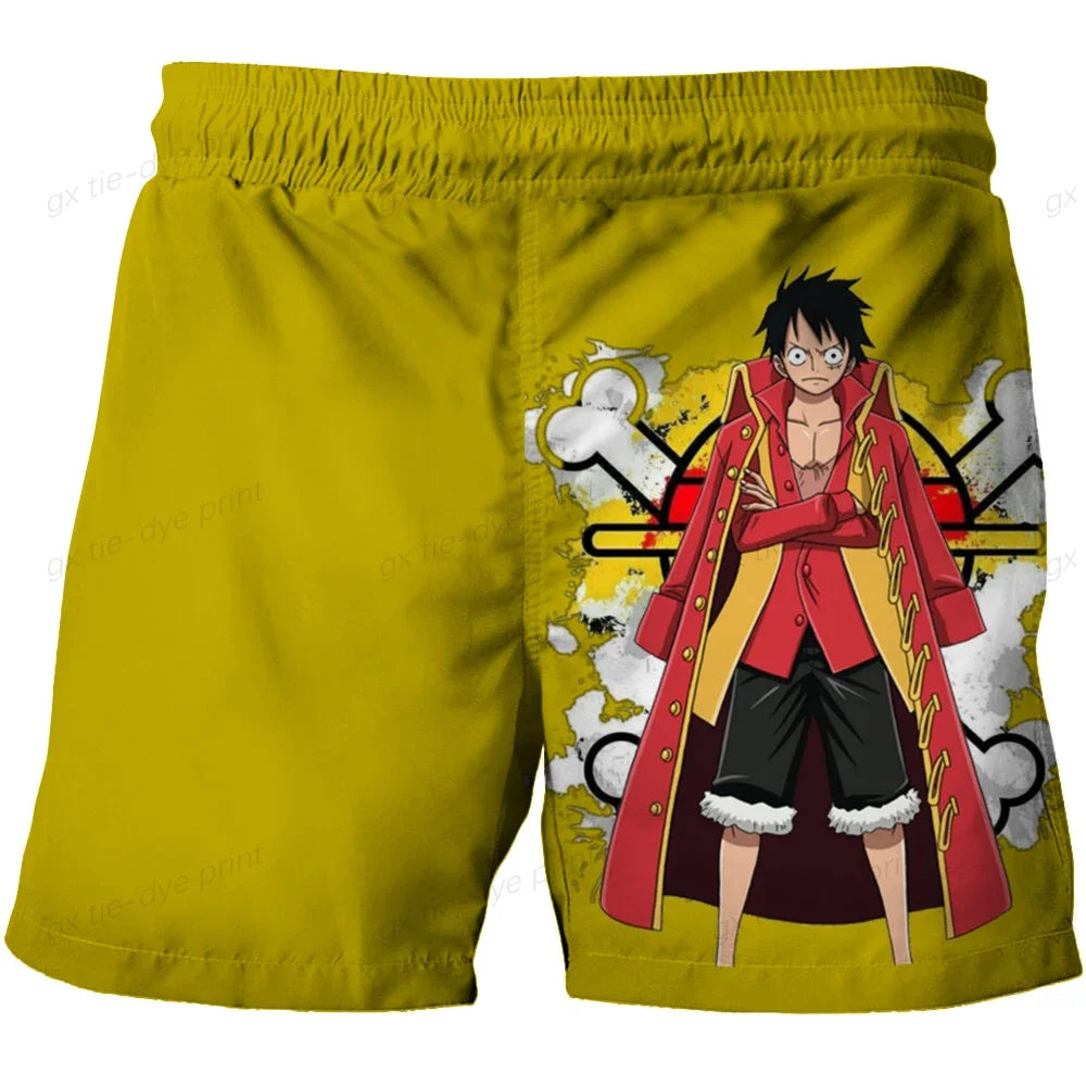 Short de Bain One Piece - Design Jaune avec Luffy "Land of Wano"