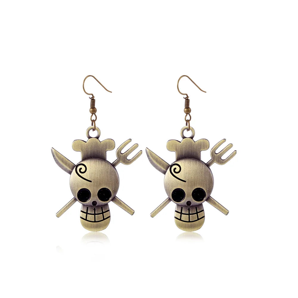 Boucles d'oreilles One Piece - Sabres Croisés & Crâne Guerrier