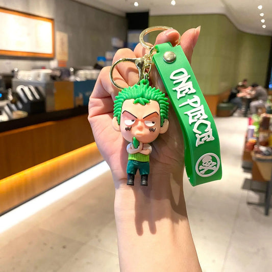 Porte-Clés One Piece Cartoon – Zoro Fond Vert