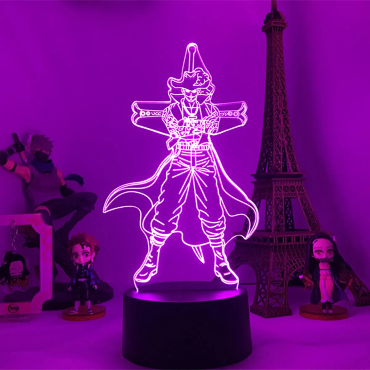 Luce notturna a LED One Piece - Silhouette di Trafalgar Law (viola)