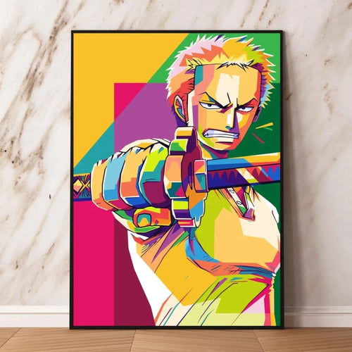Dipinto pop art di One Piece - Combattimento di Roronoa Zoro