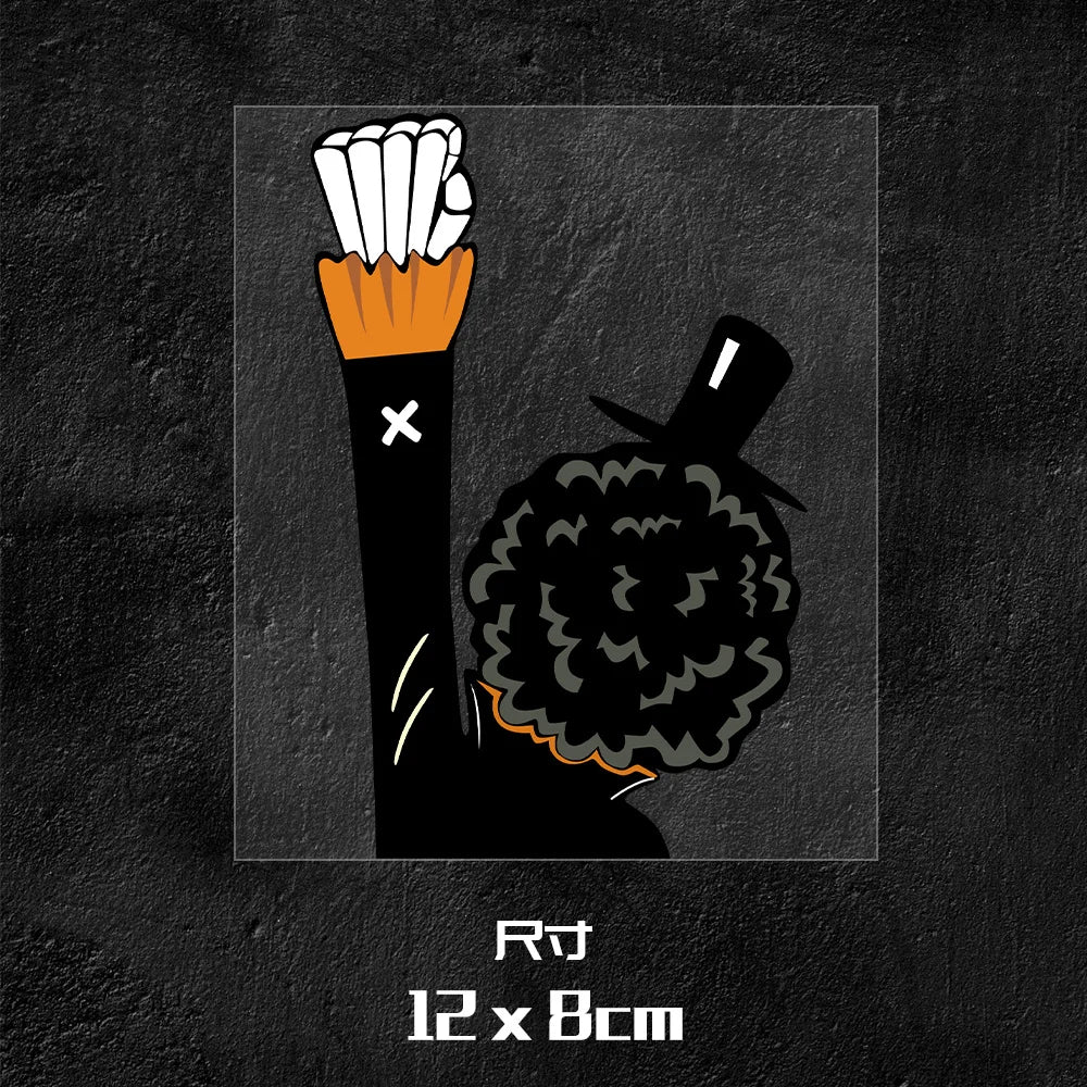 Pegatina de One Piece - Silueta de Brook "Afro y Bastón" (12 x 8 cm)