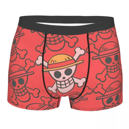 Caleçon Boxeur One Piece - Logo Jolly Roger Mugiwara (Rouge)
