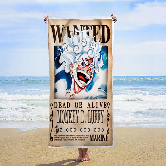 Serviette de Plage One Piece - Wanted Luffy Gear 5 Nika