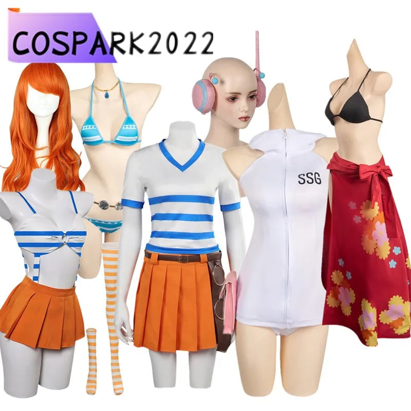 Disfraz de cosplay de One Piece - Traje de Nami (Conjunto escolar con falda)