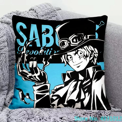 Housse de Coussin One Piece - Sabo Portrait (Bleu)