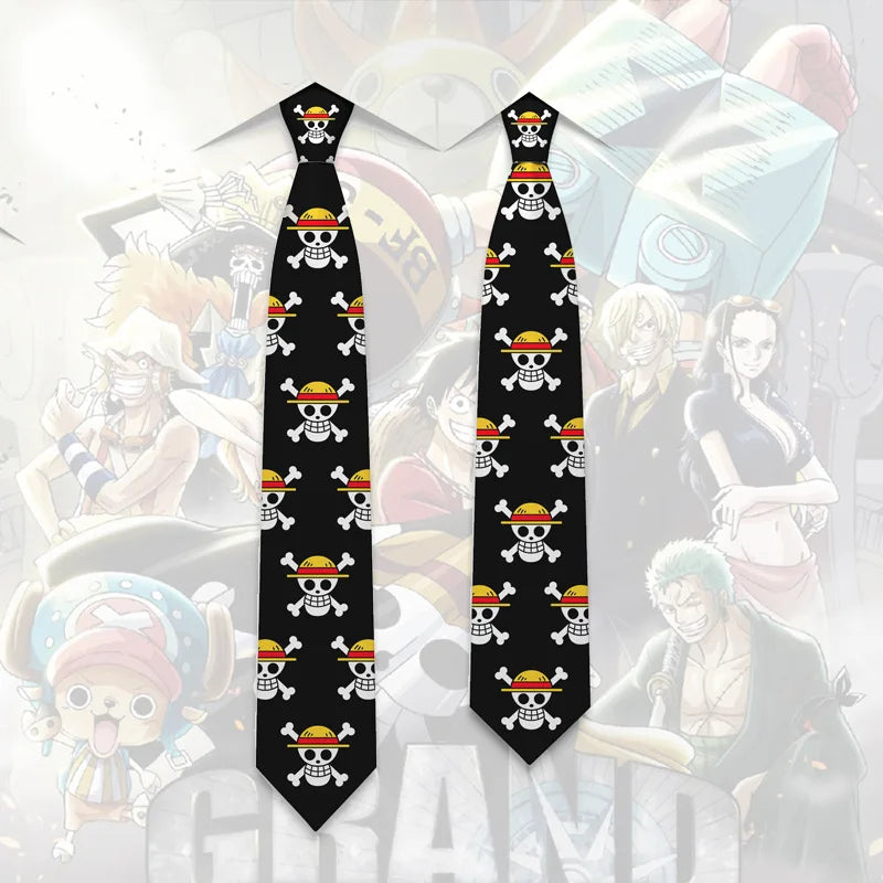 Cravatta One Piece - Design Jolly Roger e simboli dei pirati